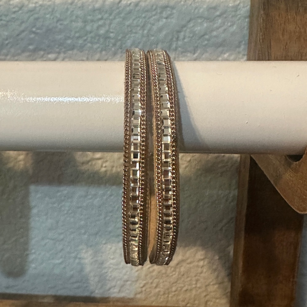 Brown cuff bracelet with crystal rhinestones